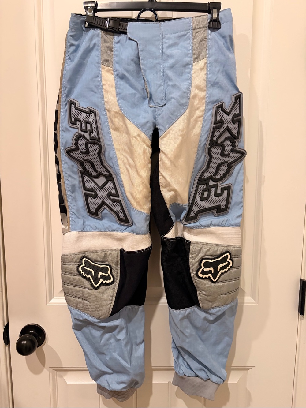 Fox Light Blue and Gray Motocross Pants with Cream Accents